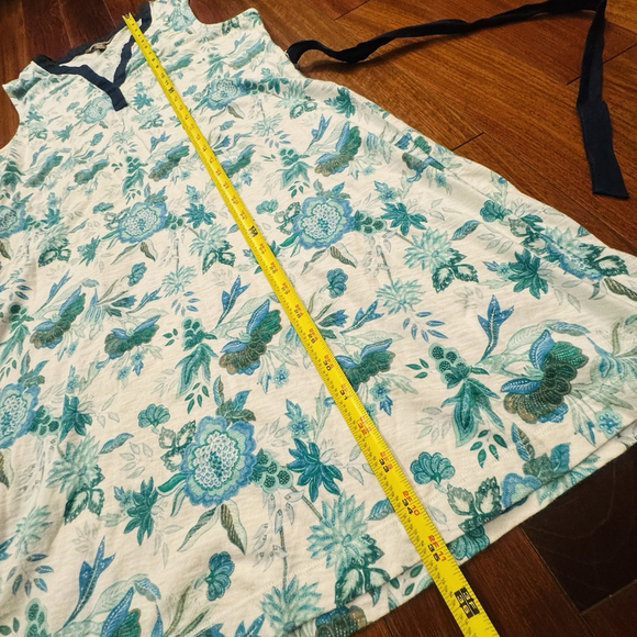 Tommy Bahama Flowers Cotton Dress Size:M Belted A Line Tank Dress Super Soft - Picture 9 of 11